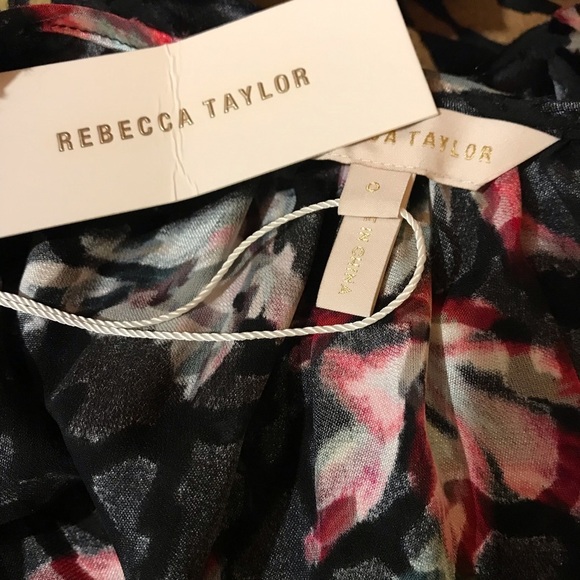 Rebecca Taylor Velvet Floral Burnout Blouse 0 Blk - Picture 14 of 16